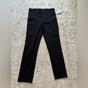 NWT Ibex Merino Wool Blend Lizzie Tavern Pants Black Large Straight Leg Pull On
